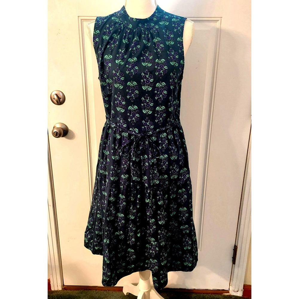 J Crew Factory Womens Size 8 Midi‎ Dress High Mock Neck Sleeveless Keyhole Green